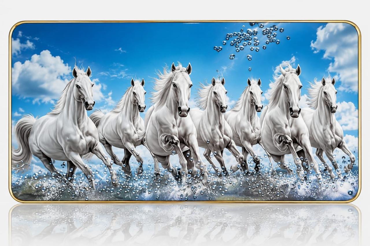 7 running horses vastu painting  (12×18 Size)