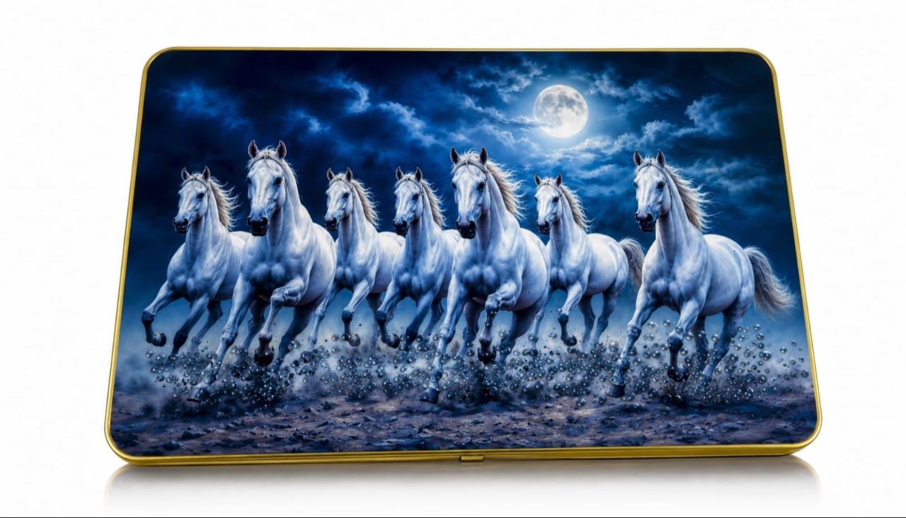 7 running horses vastu painting  (12×18 Size)