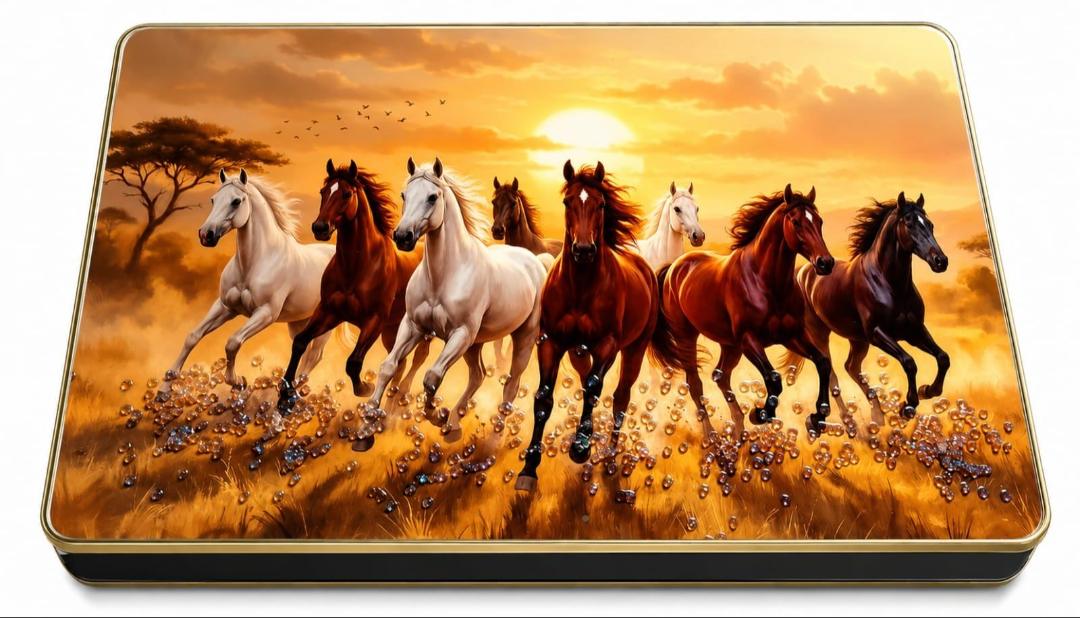 7 running horses vastu painting  (12×18 Size)