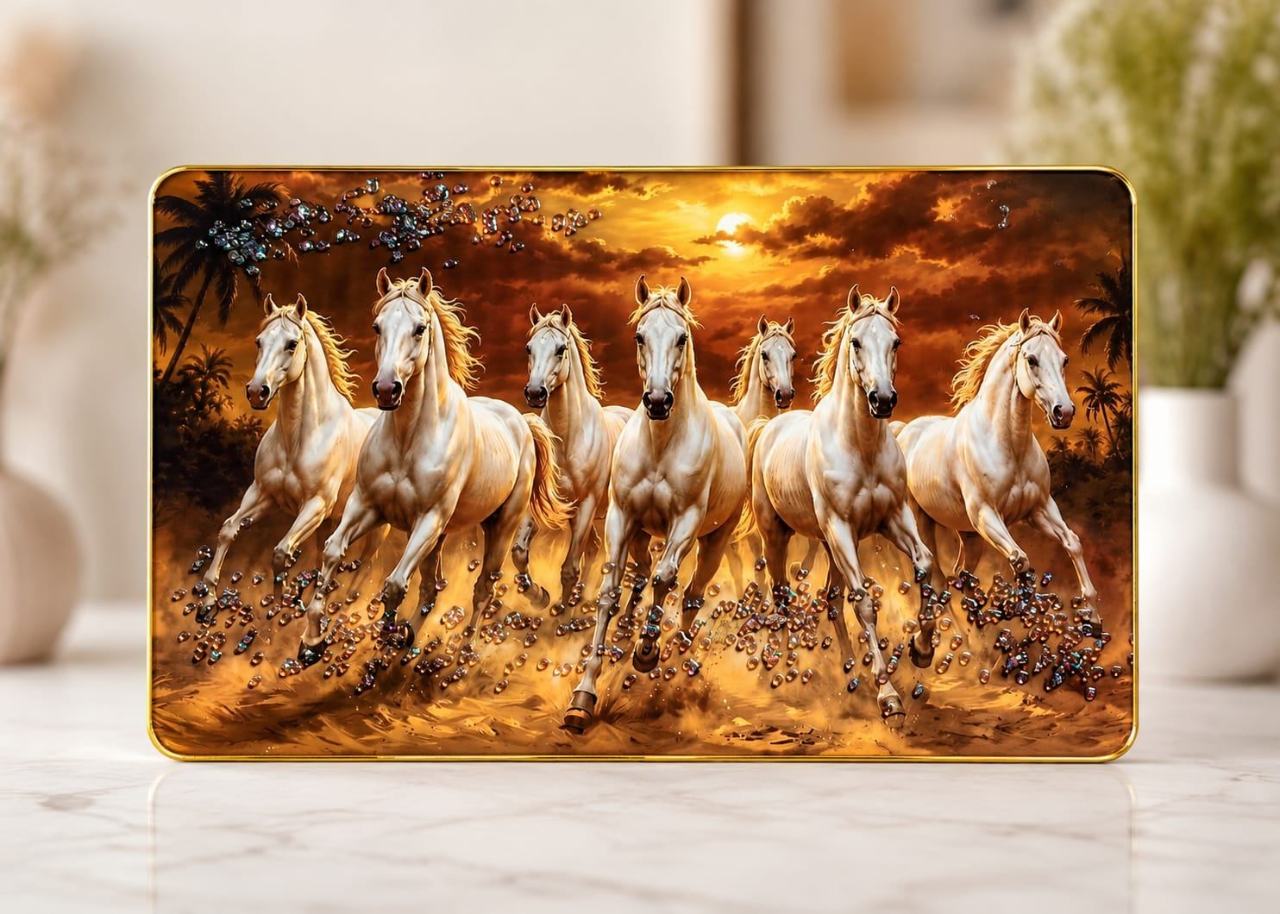7 Running Horses Vastu Painting  (12×18 Size)