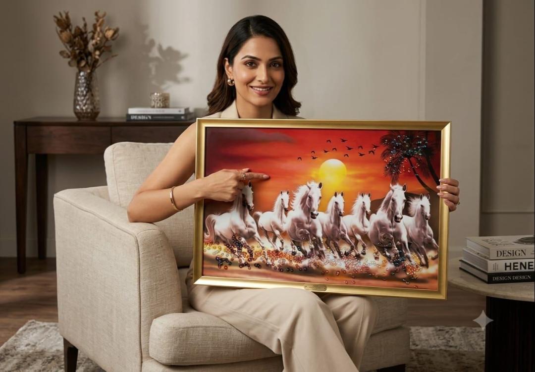 7 running horses vastu painting  (12×18 Size)