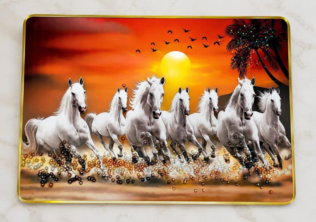 7 running horses vastu painting  (12×18 Size)