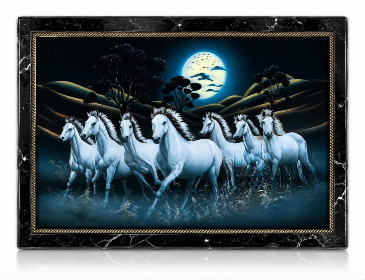 7 Running Horses Vastu Painting  (12×18 Size)