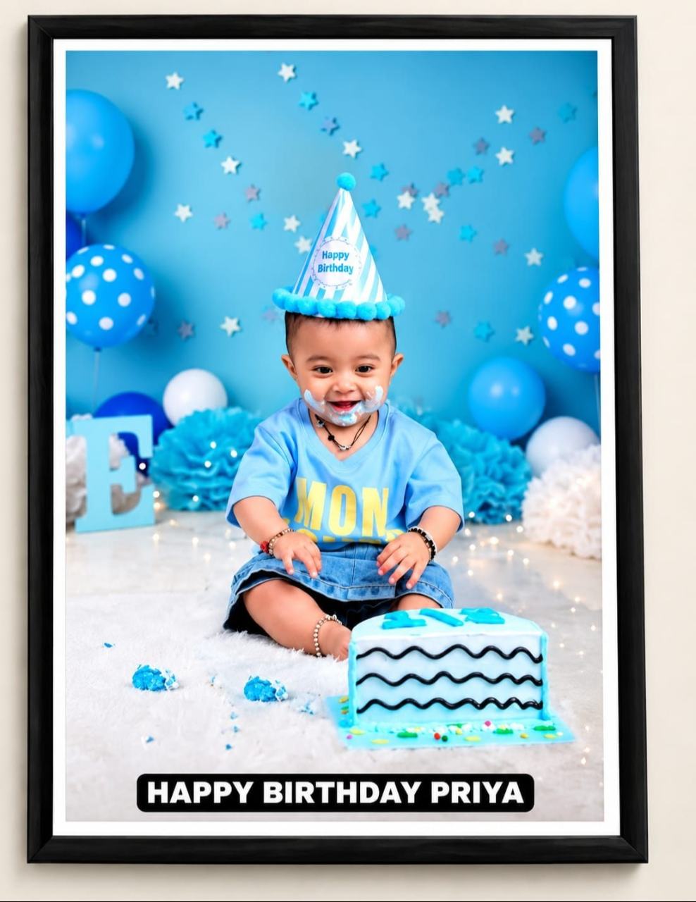 Cute baby birthday photo fram