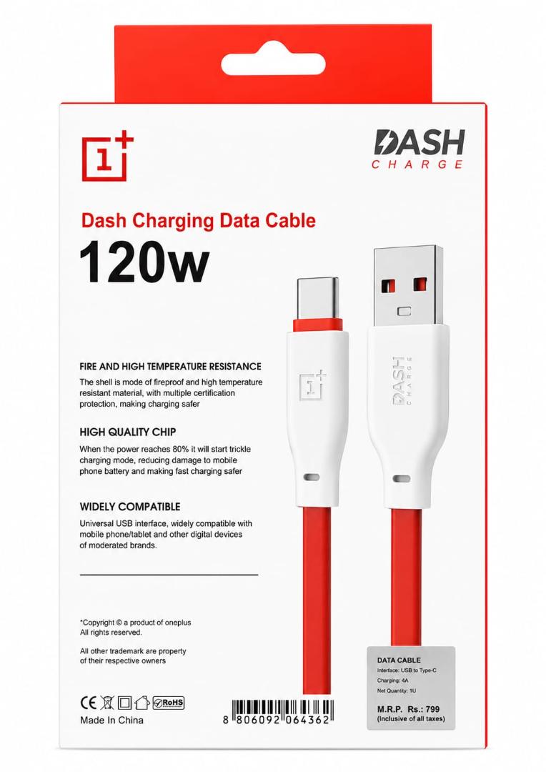 Dash Charging Data Cable 120W Warranty 6 month