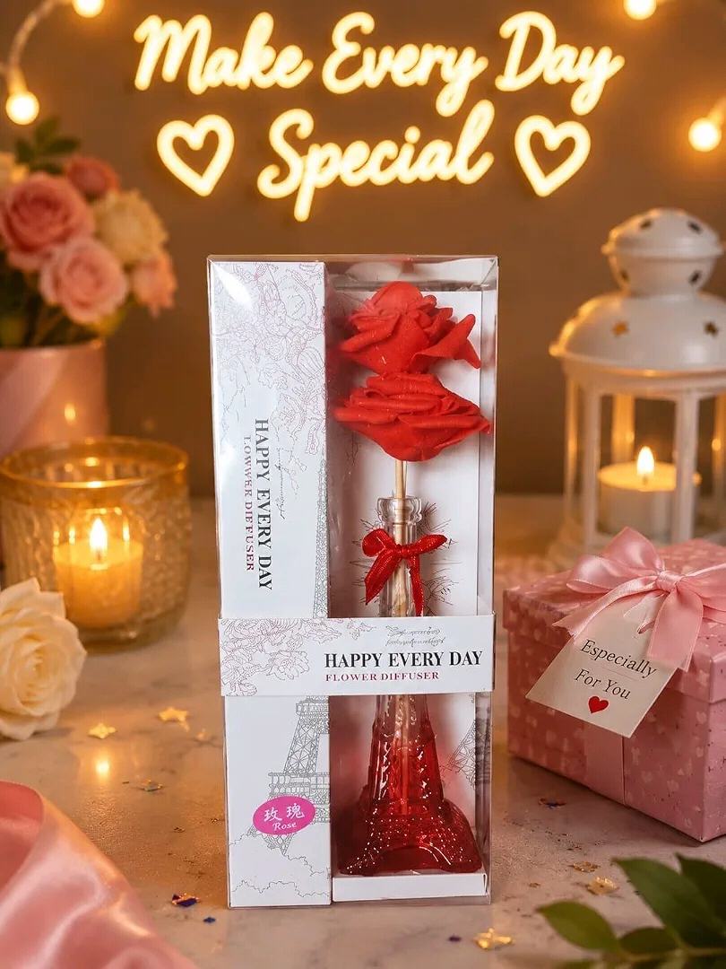 Decorative flower reed diffuser gift set
