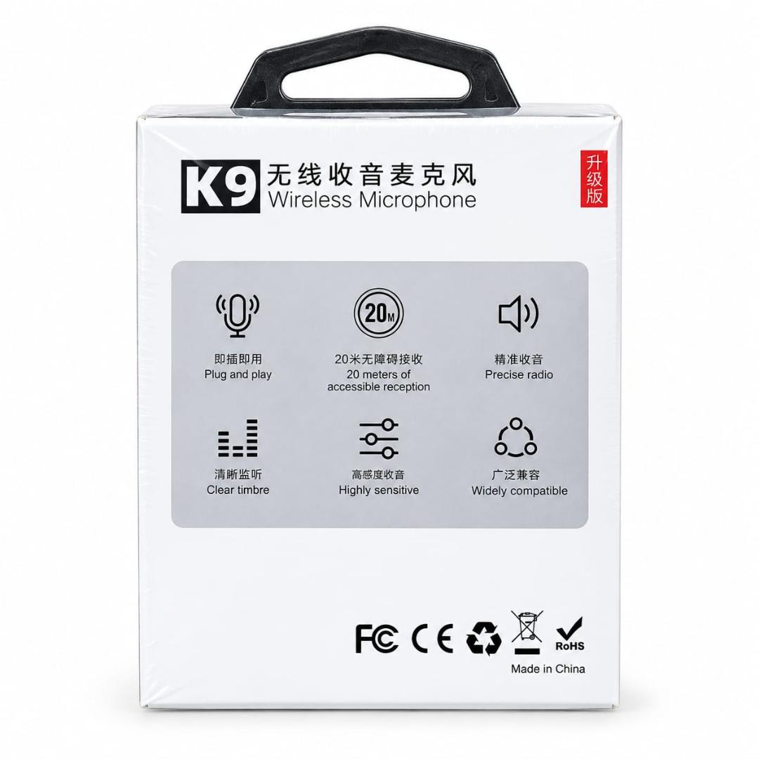 K9 Wireless Microphone for Mobile – Clip-On Lavalier Mic