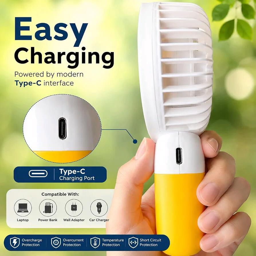 Portable Rechargeable Mini Fan with 3 Speed Modes