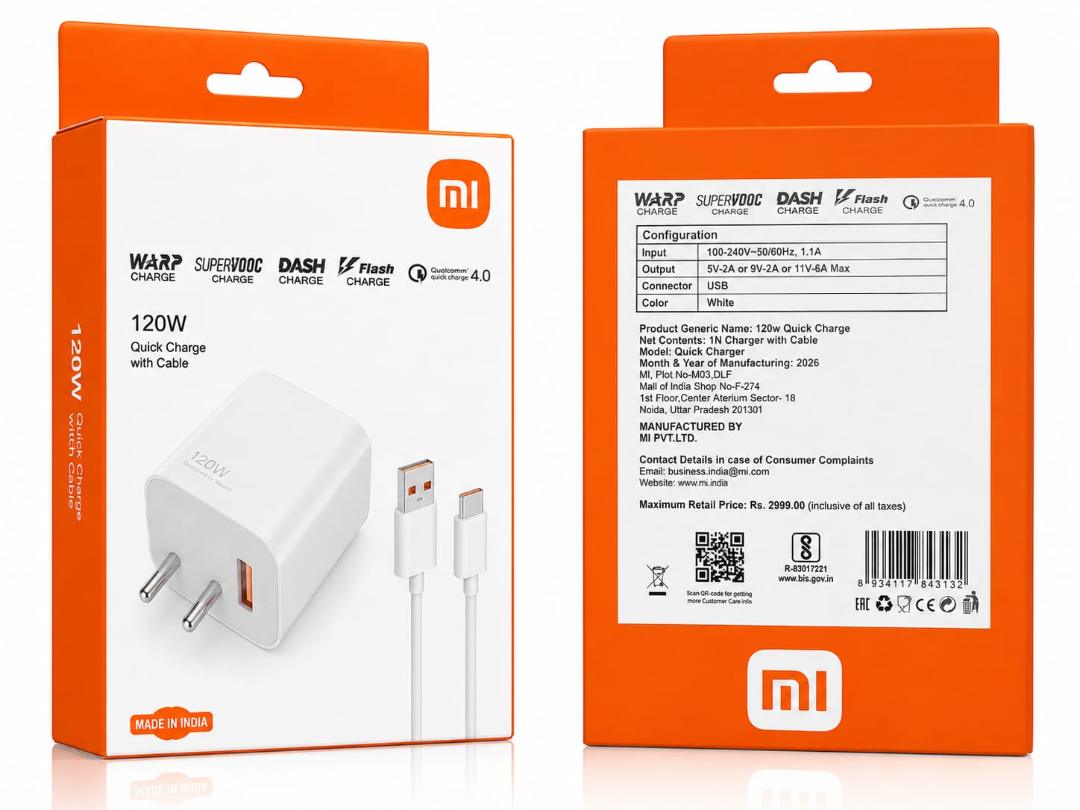 MI Quick Charge 120w Ultra Power Adapter Warranty 6Month