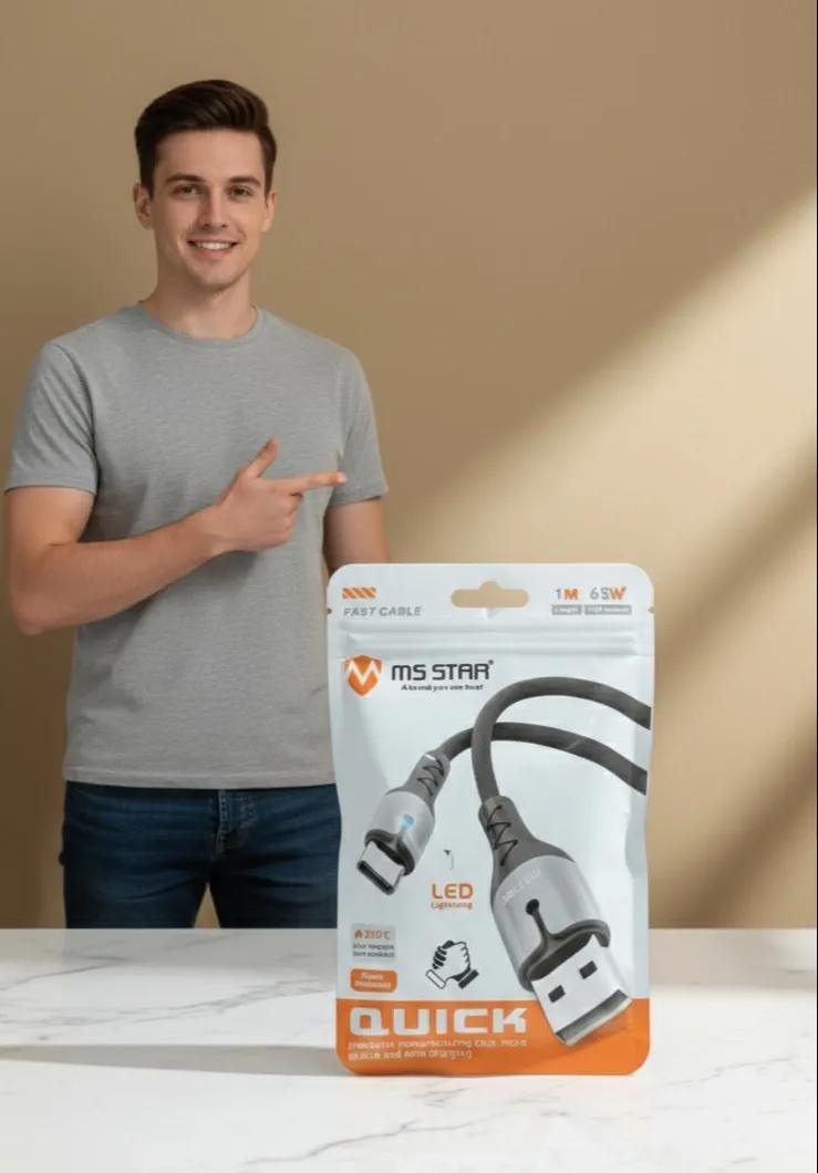 MS STAR 65W Fast Charging LED Cable 1 Meter Warranty 6Month
