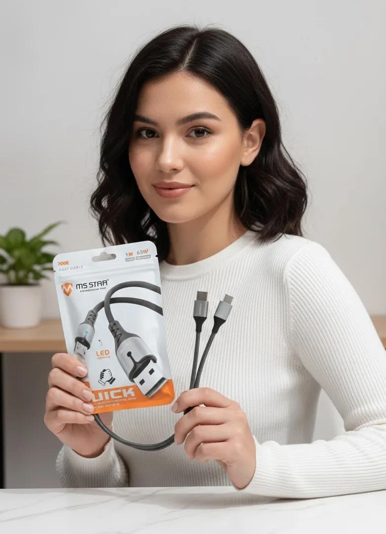 MS STAR 65W Fast Charging LED Cable 1 Meter Warranty 6 Month