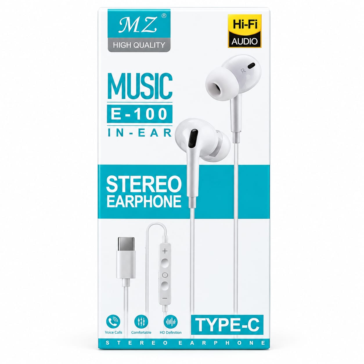 MZ E-100 Type-C In-Ear Stereo Earp hone with HD Audio & Mic