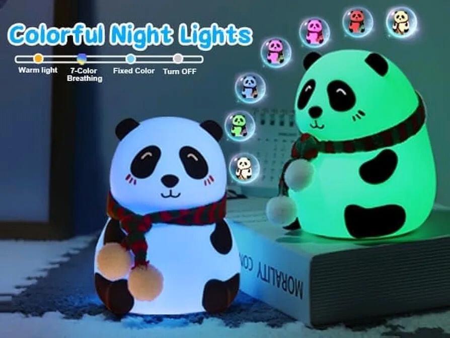 Panda Silicone Night Light for Kids, Soft Touch LED Bedside Lamp, USB Rechargeable Cute Panda Lamp for Baby Room & Bedroom 53% off