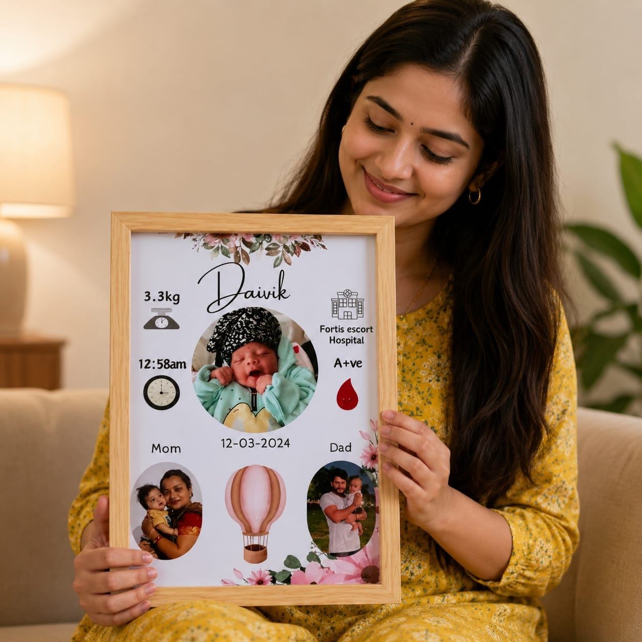 personalized baby birth frame
