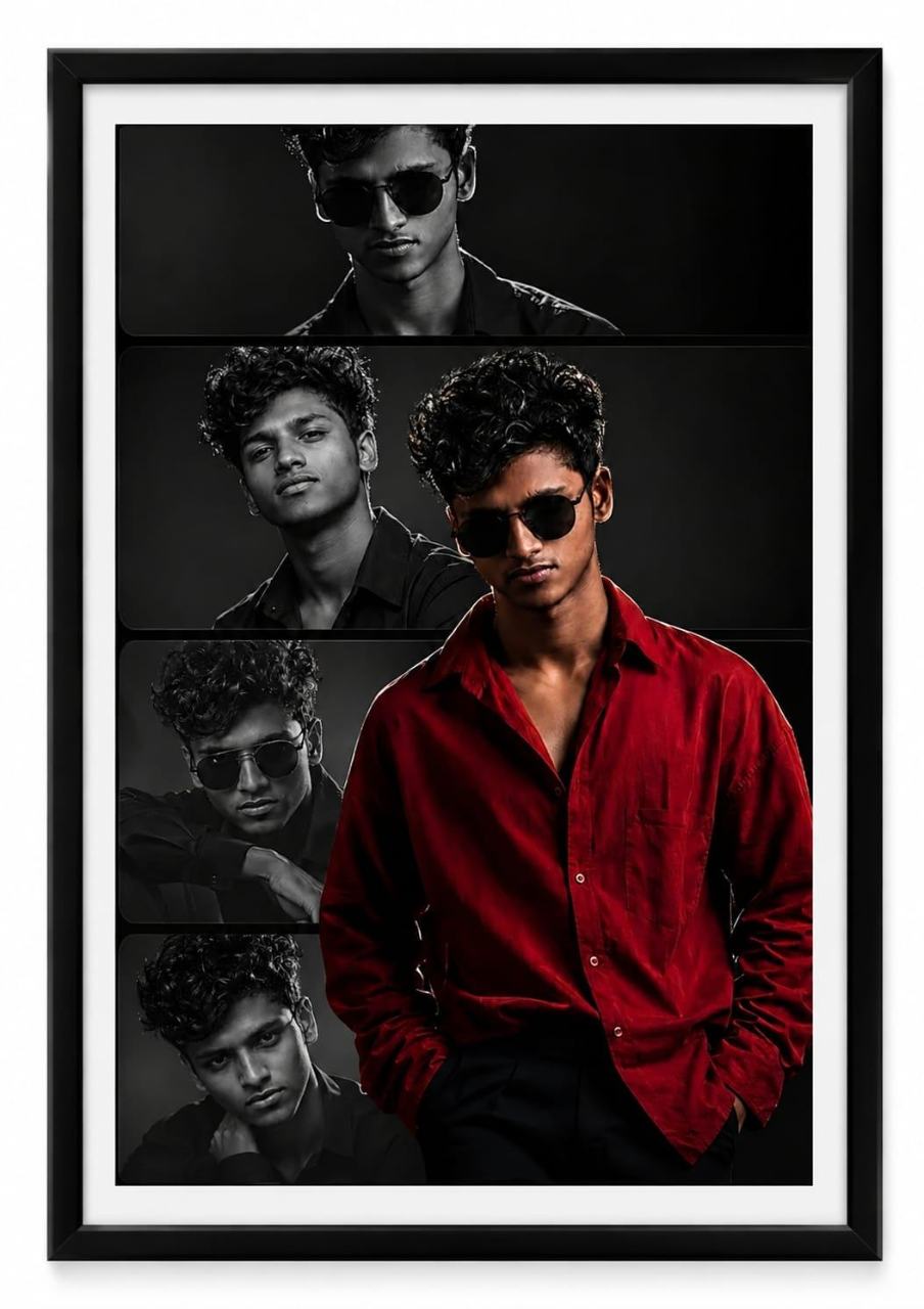 photo collage featuring a young man, 