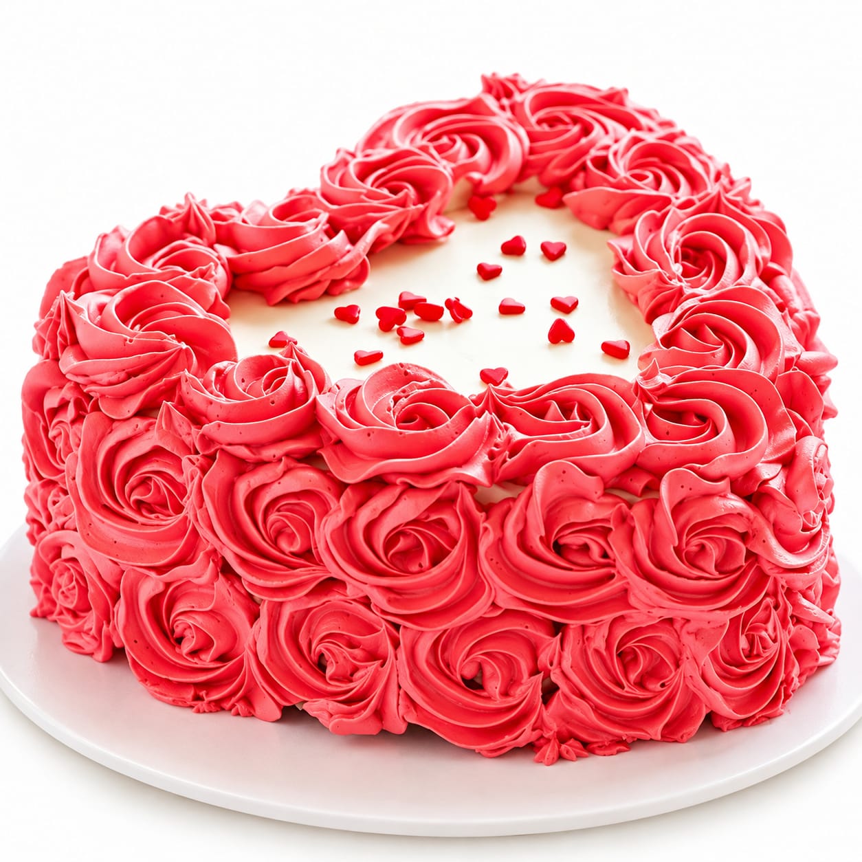 Red Rose Heart Sprinkle Cake – Romantic Floral Celebration Cake