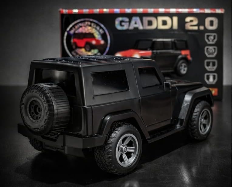 Thar Inspired Rechargeable RC Car with Smoke Effect, LED Lights, 4 Direction Control, USB (Black)