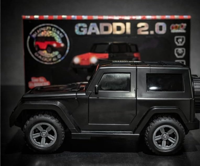 Thar Inspired Rechargeable RC Car with Smoke Effect, LED Lights, 4 Direction Control, USB (Black)