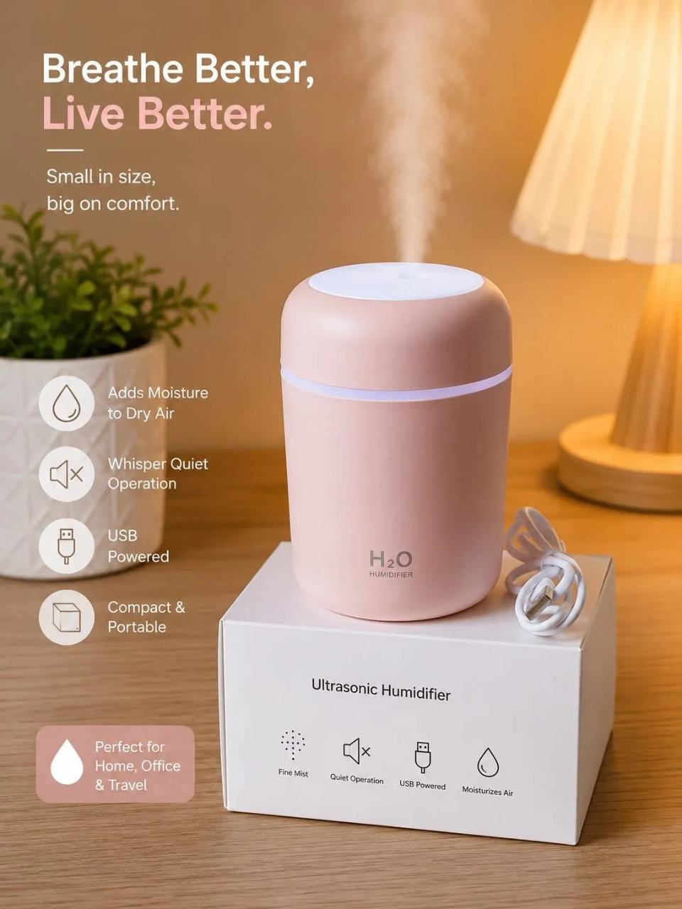  Ultrasonic Humidifier advertisement  features 