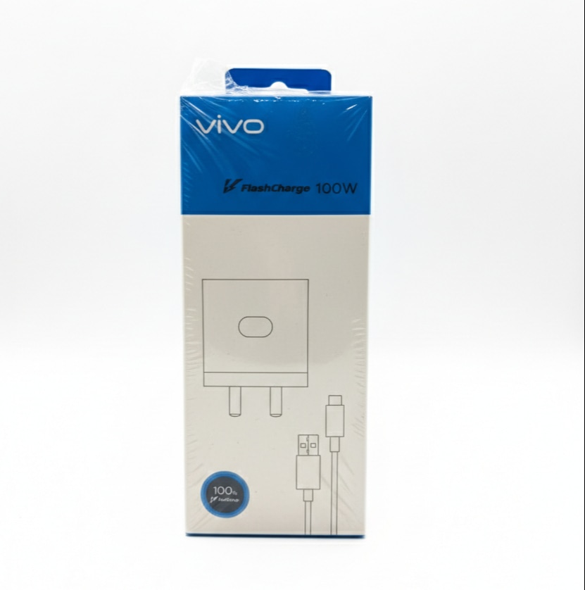 Vivo 100W Flash Charge adapter and cable set.