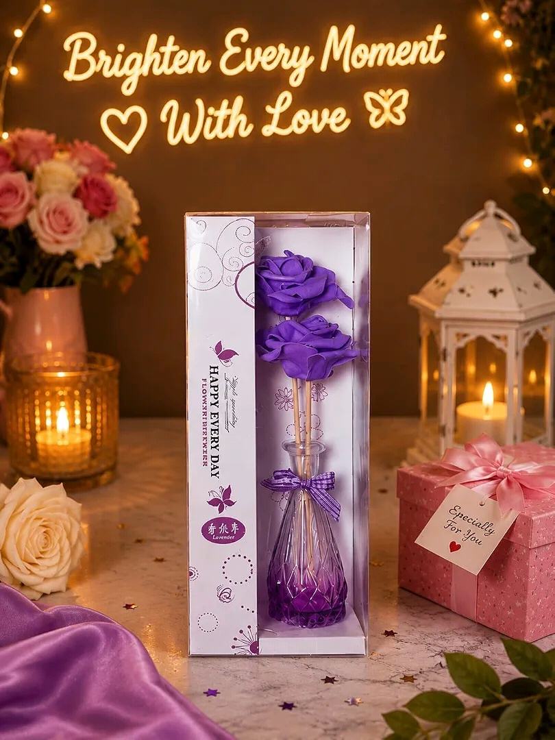 Decorative flower reed diffuser gift set